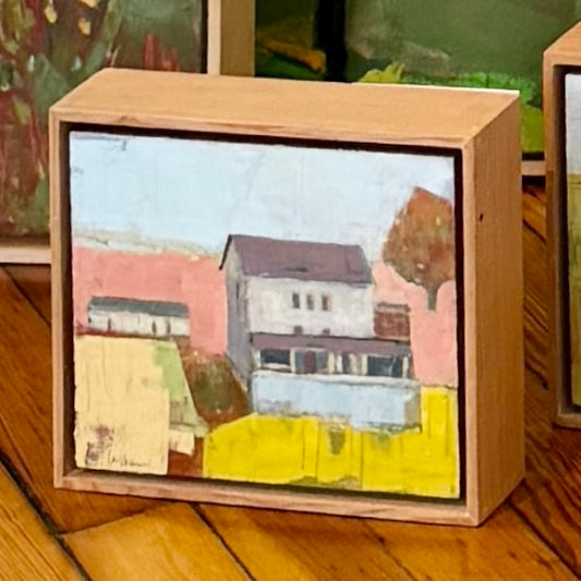 Carol Lesher Lovely Farm Landscape Oil Painting in Wood Frame