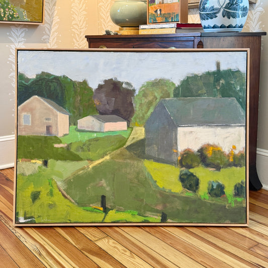 Carol Lesher Make A Promise Landscape Oil Painting in Natural Maple Wood Frame