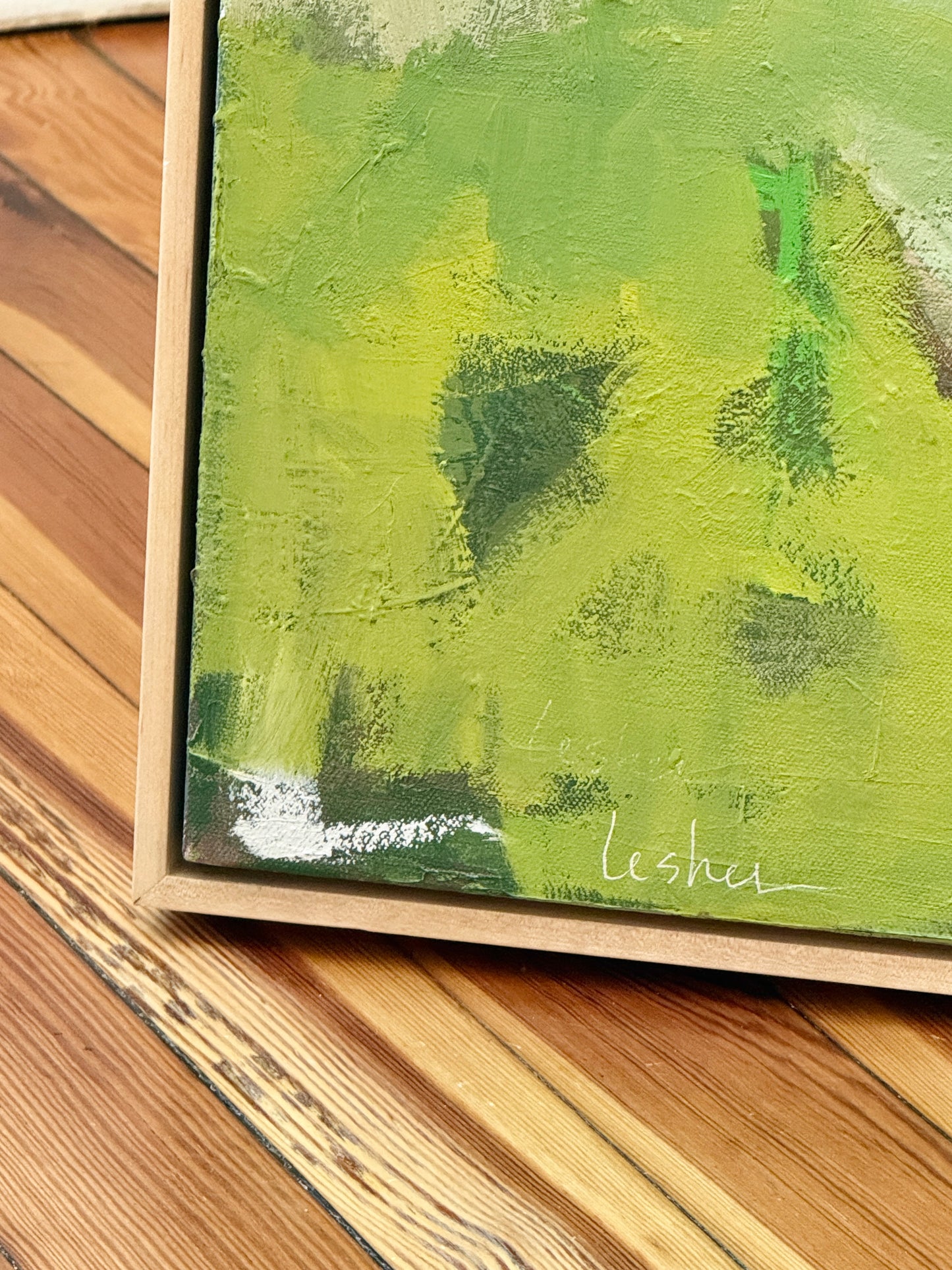 Carol Lesher Make A Promise Landscape Oil Painting in Natural Maple Wood Frame