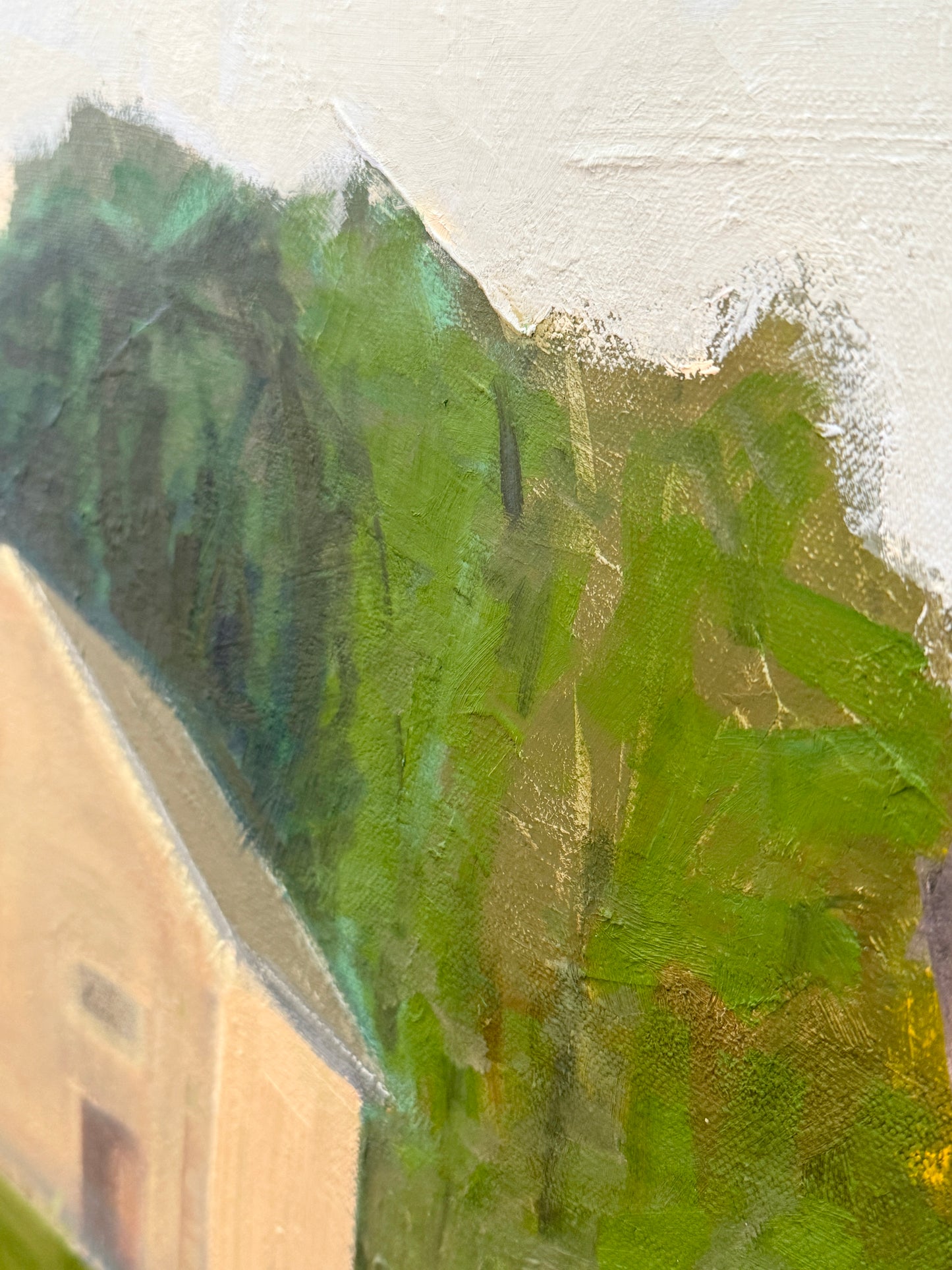 Carol Lesher Make A Promise Landscape Oil Painting in Natural Maple Wood Frame
