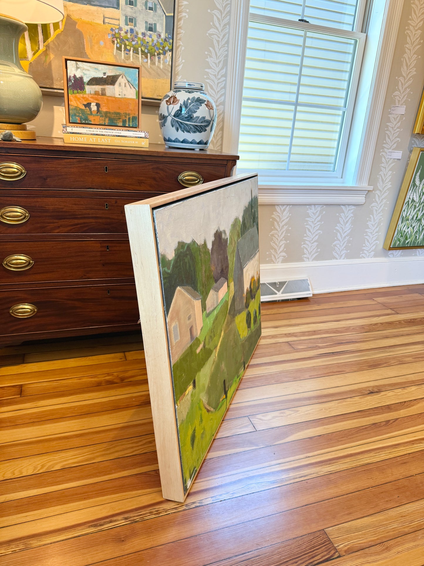 Carol Lesher Make A Promise Landscape Oil Painting in Natural Maple Wood Frame