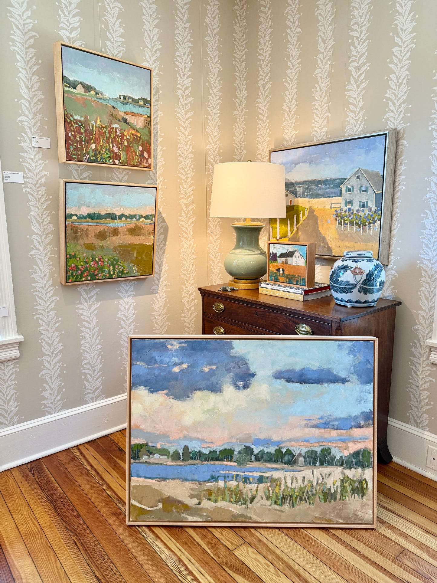 Carol Lesher Be Still My Heart Landscape Oil Painting in Natural Maple Wood Frame