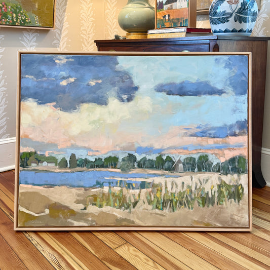 Carol Lesher Be Still My Heart Landscape Oil Painting in Natural Maple Wood Frame