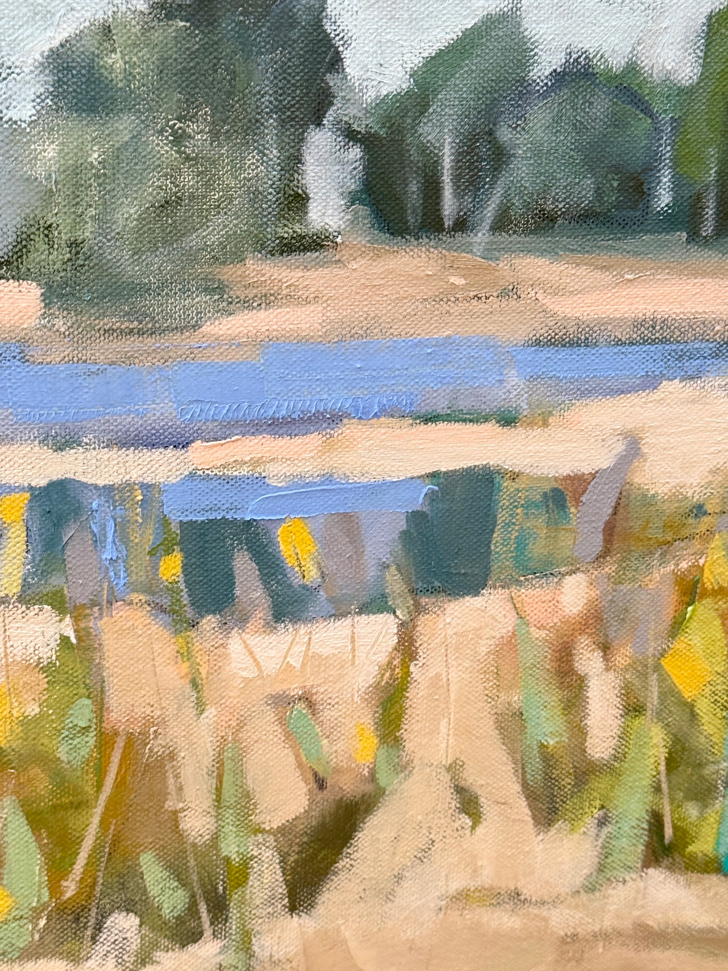 Carol Lesher Be Still My Heart Landscape Oil Painting in Natural Maple Wood Frame