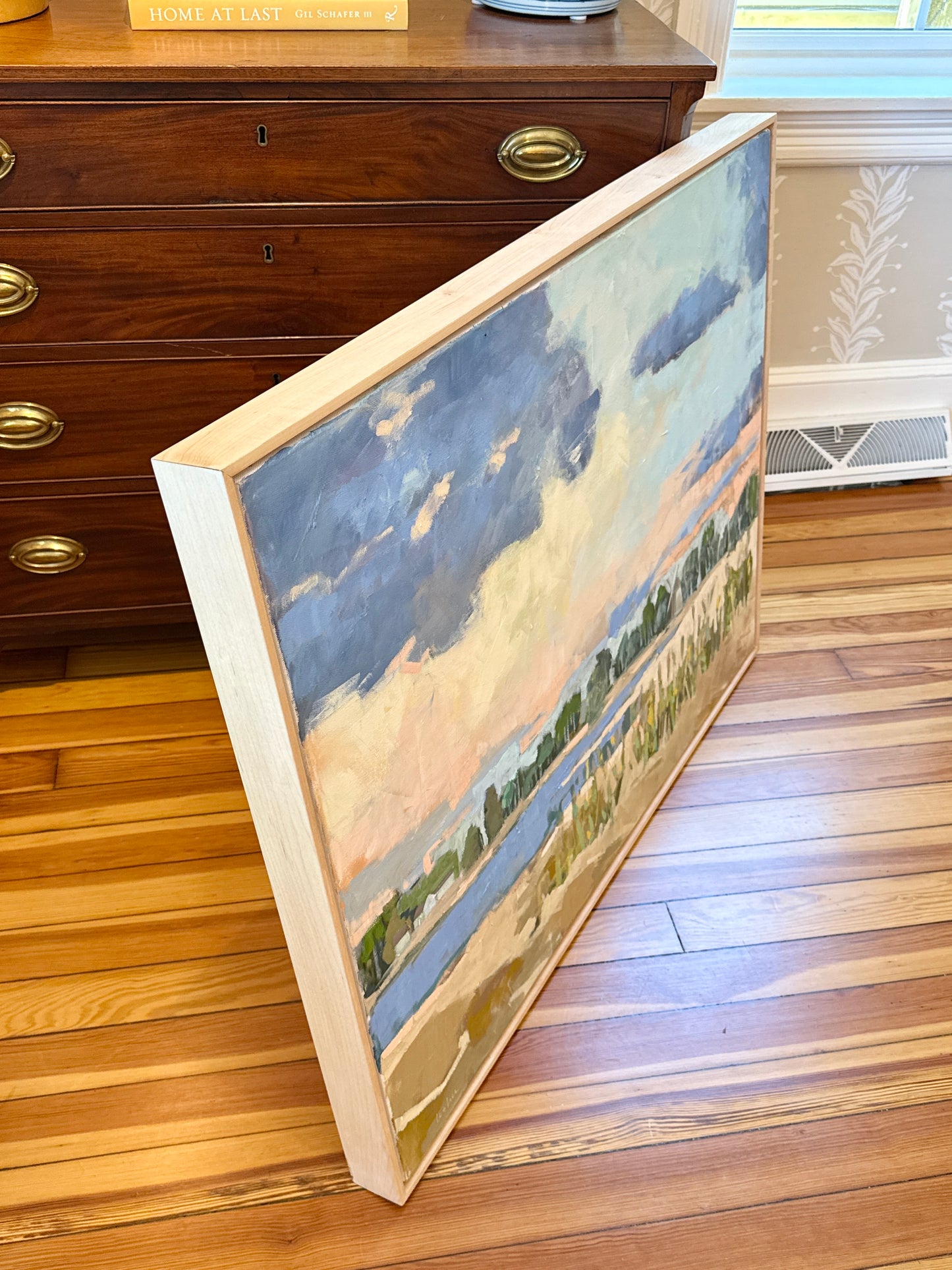 Carol Lesher Be Still My Heart Landscape Oil Painting in Natural Maple Wood Frame