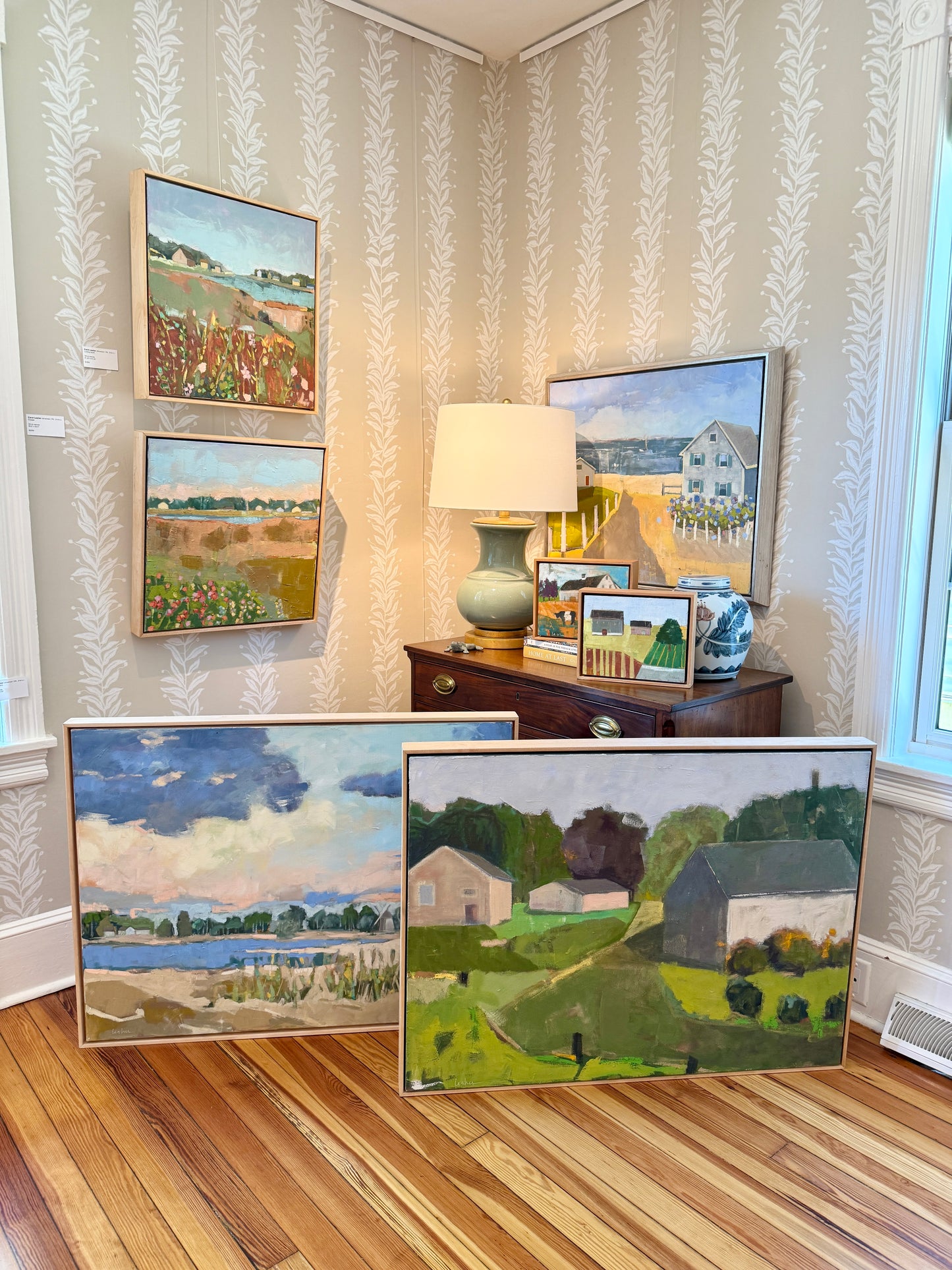 Carol Lesher Be Still My Heart Landscape Oil Painting in Natural Maple Wood Frame