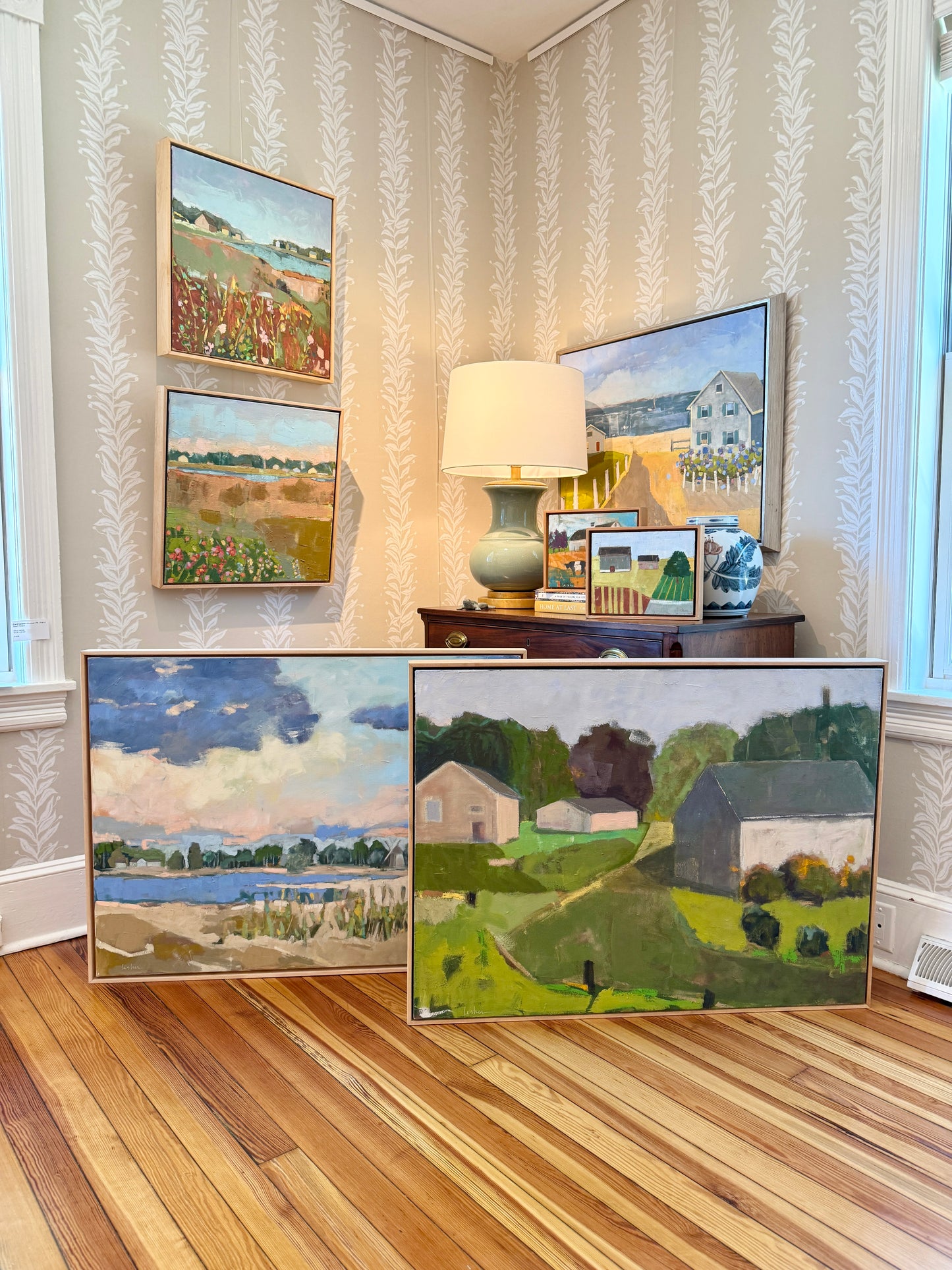 Carol Lesher Make A Promise Landscape Oil Painting in Natural Maple Wood Frame