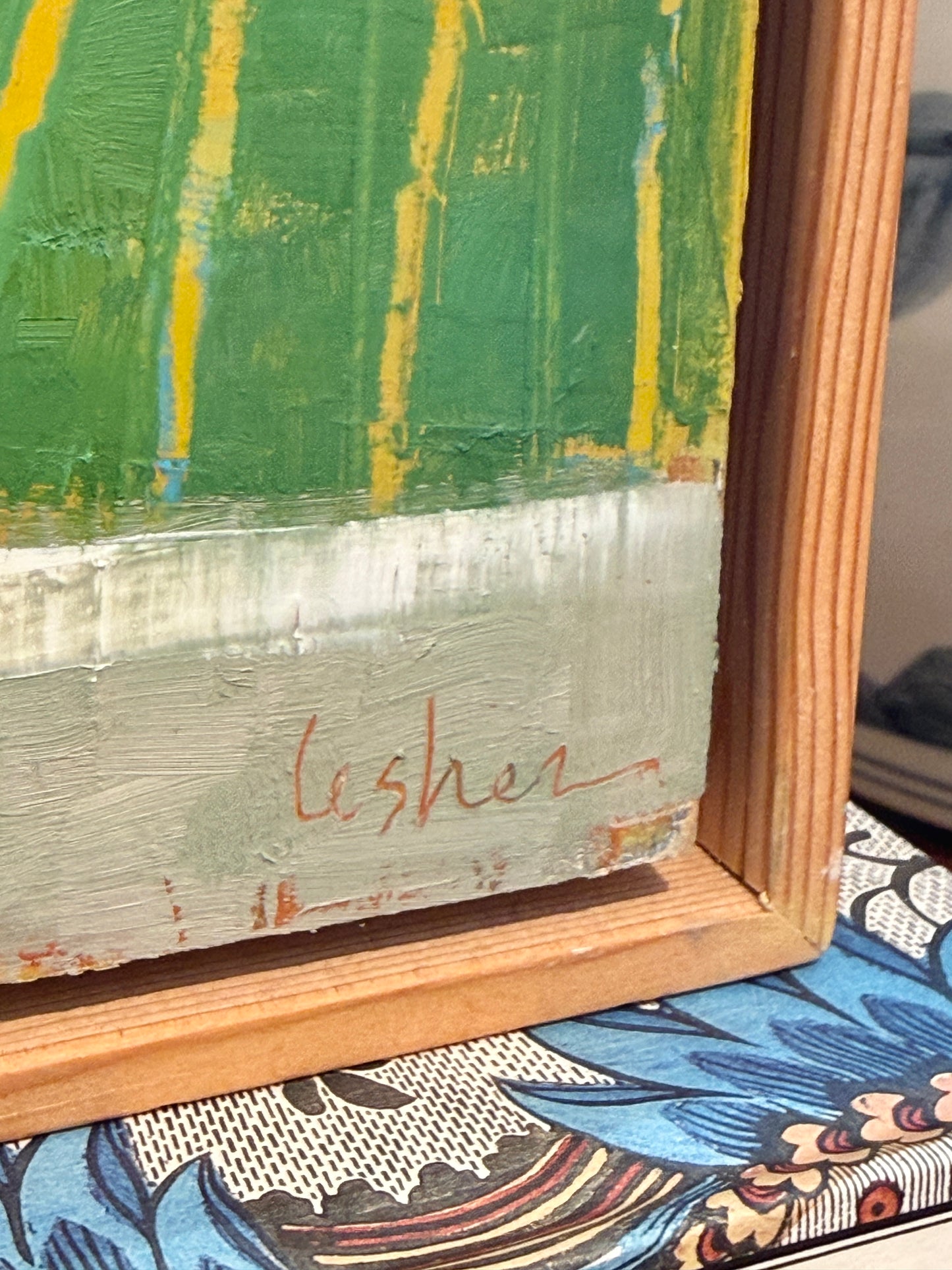 Carol Lesher Restless Landscape Oil Painting in Wood Frame