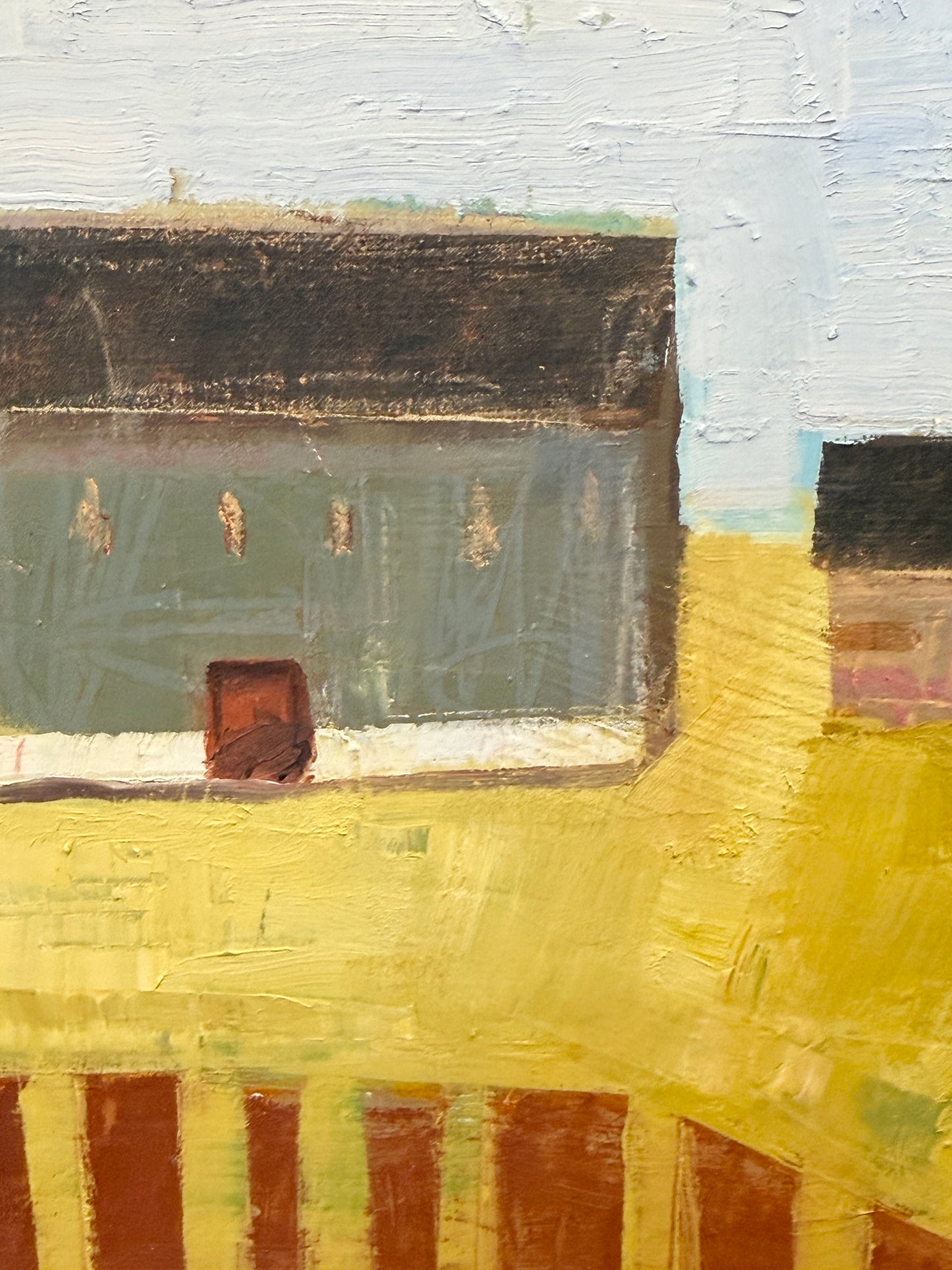 Carol Lesher Restless Landscape Oil Painting in Wood Frame