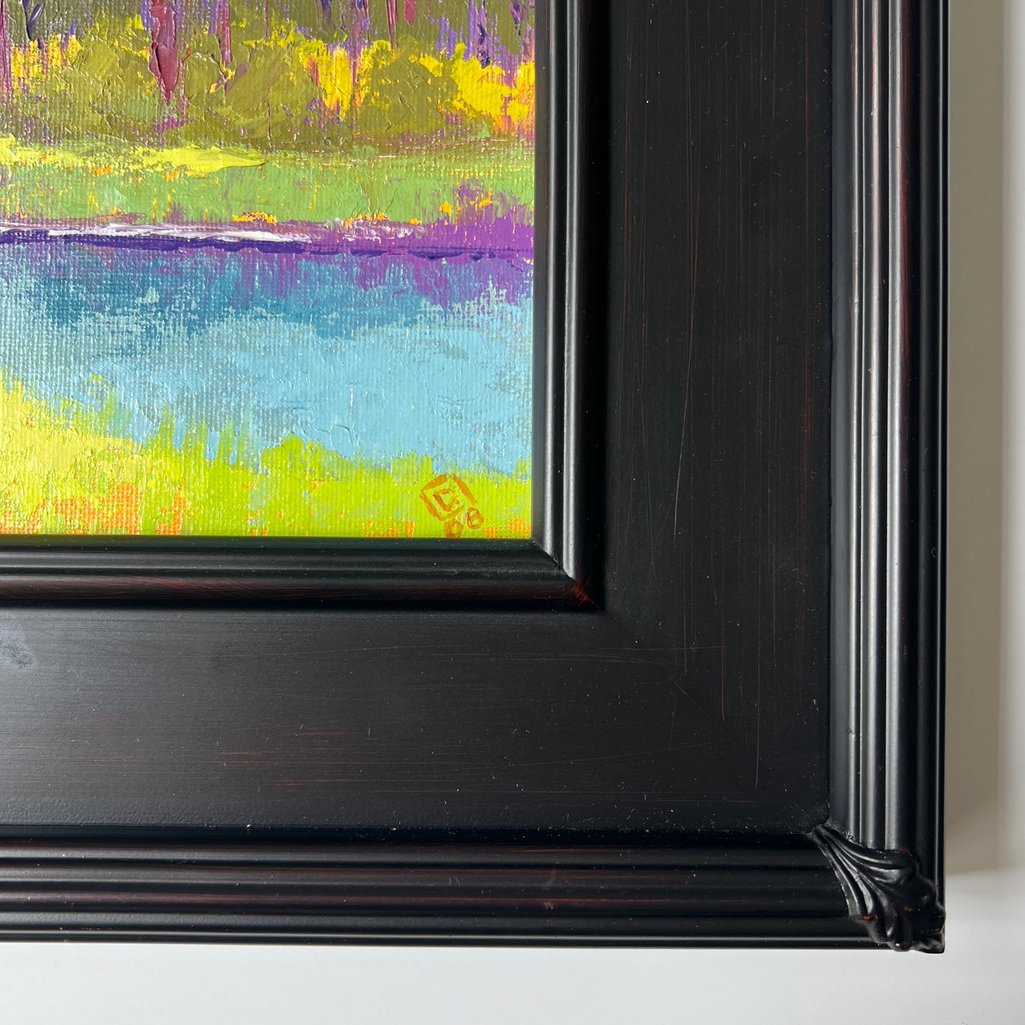 Rick Dickinson Contemporary Landscape "Out Back" Oil Painting in Black Frame