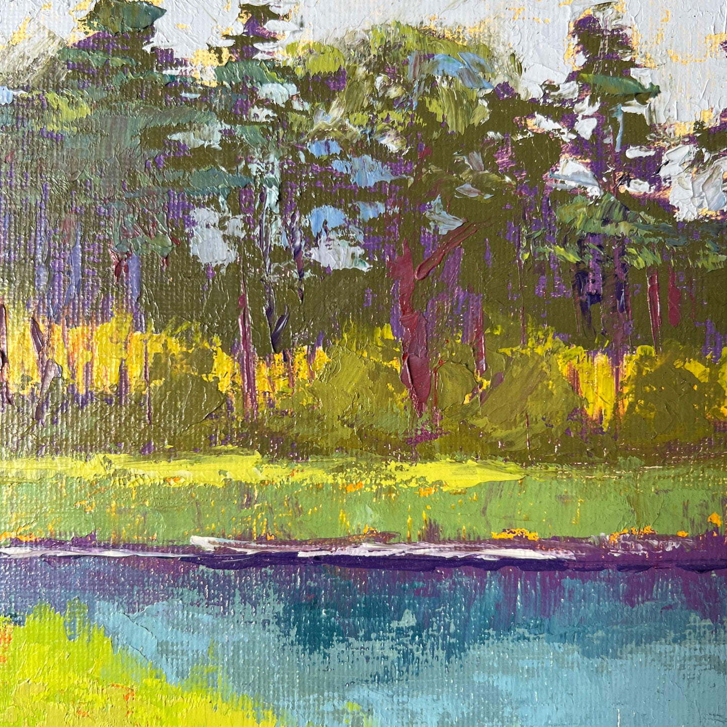 Rick Dickinson Contemporary Landscape "Out Back" Oil Painting in Black Frame