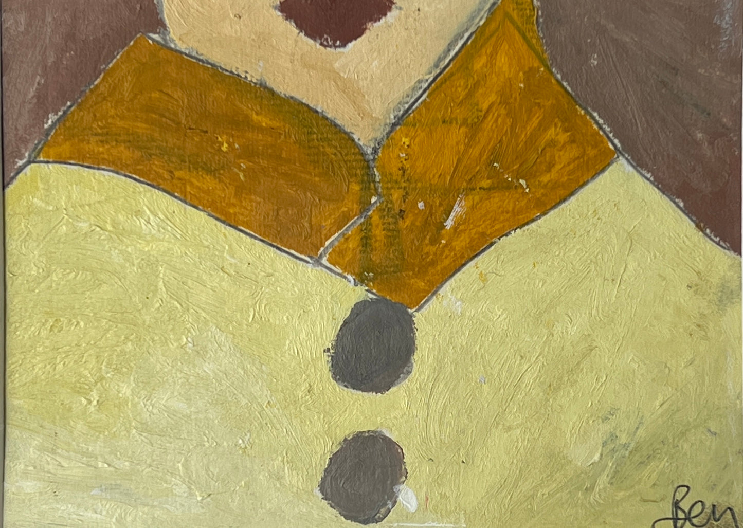 Ben Carrivick "The Yellow Collar" Woman's Portrait in Silver Frame