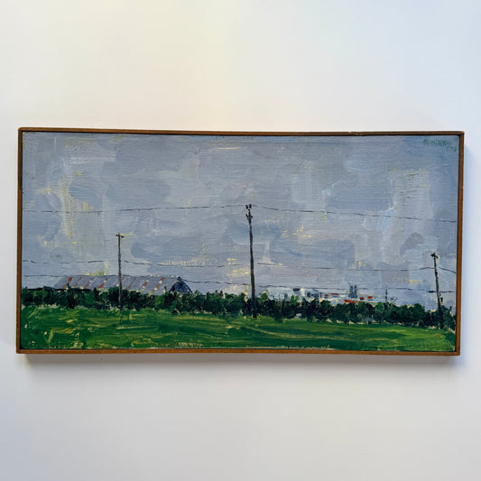 Bob Minnick New Jersey Farm Landscape Oil Painting in Wood Frame