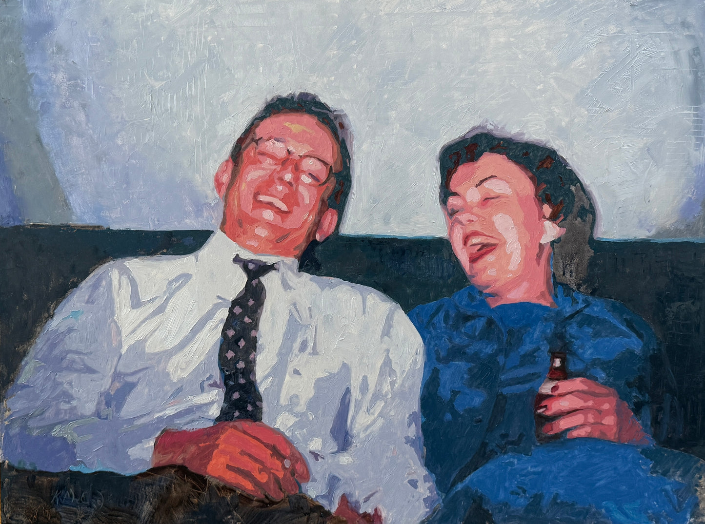 Karen McCool Trying to Make It to Midnight Oil Painting on Panel