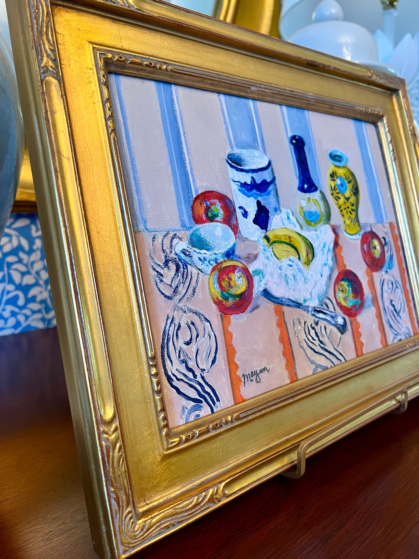 Earl Mayan Colorful Tabletop Still Life Oil Painting