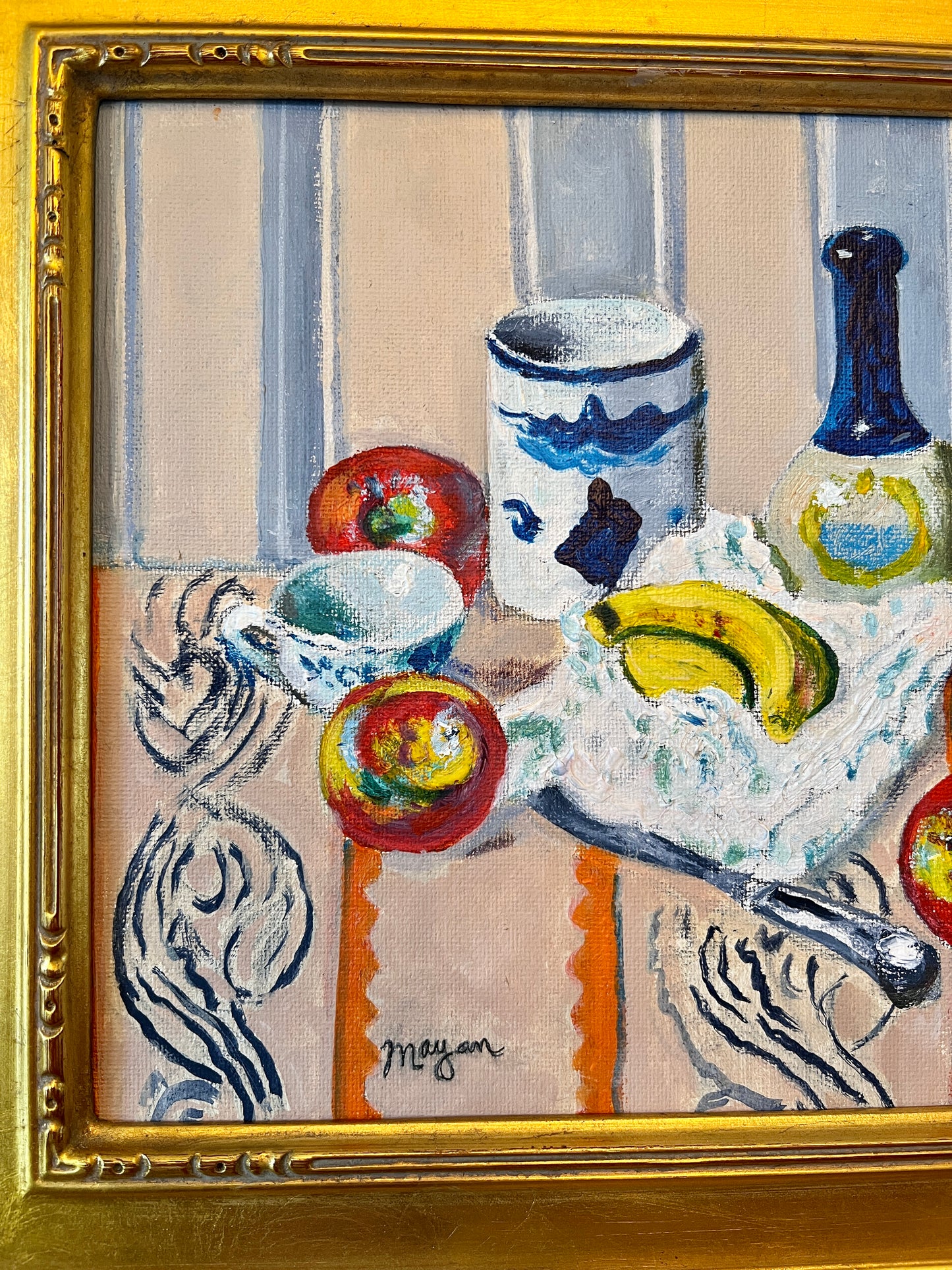 Earl Mayan Colorful Tabletop Still Life Oil Painting