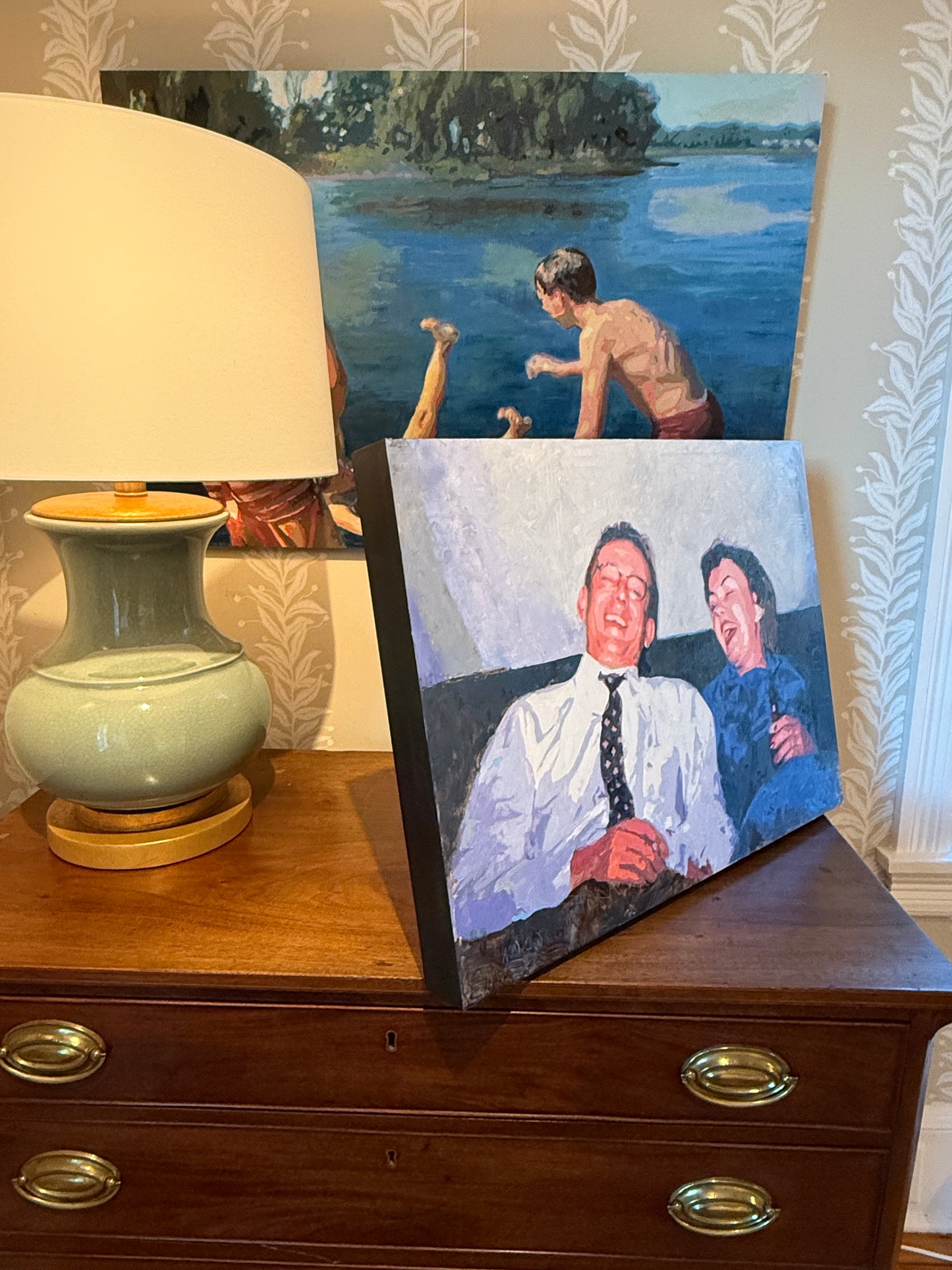 Karen McCool Trying to Make It to Midnight Oil Painting on Panel