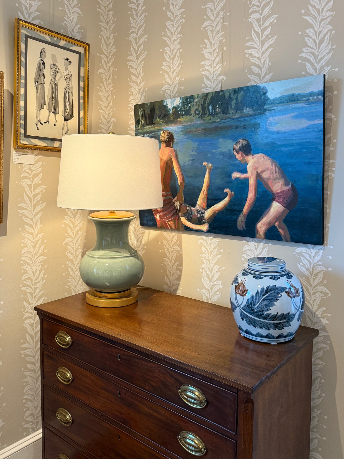 Karen McCool Sister Toss Oil Painting on Panel