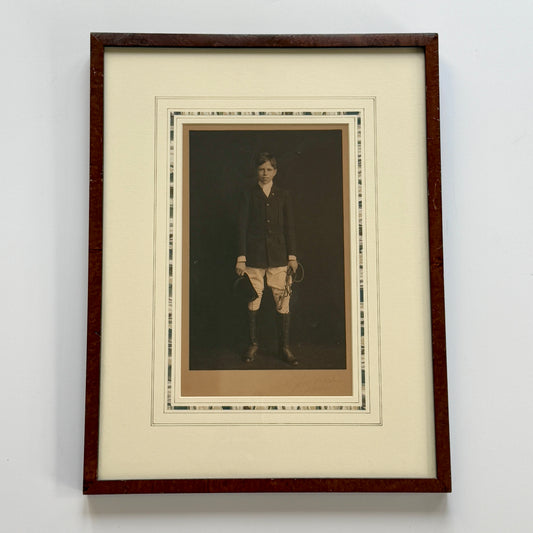 1911 Original Photograph of Equestrian Boy of Baltimore, MD in Grained Wood Frame