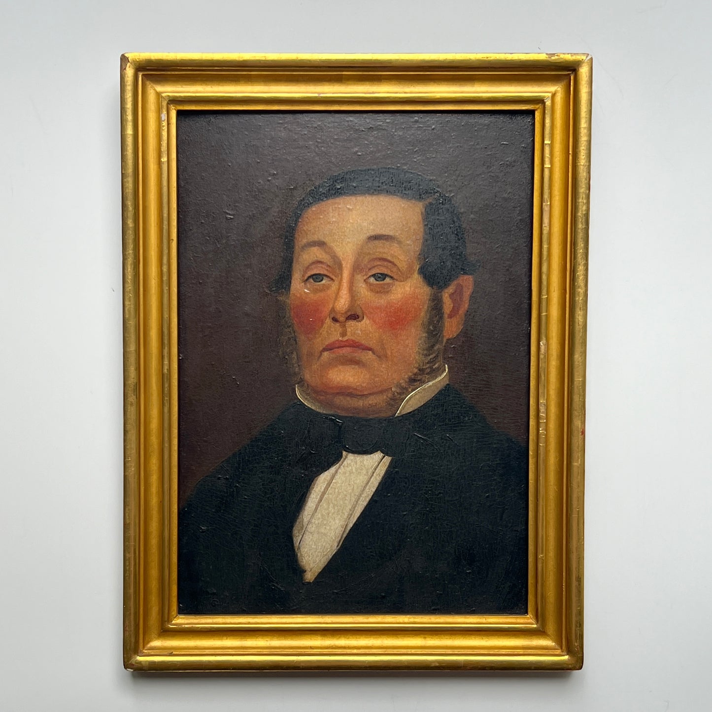19th Century Gentleman in Tuxedo Portrait in Original Gold Frame