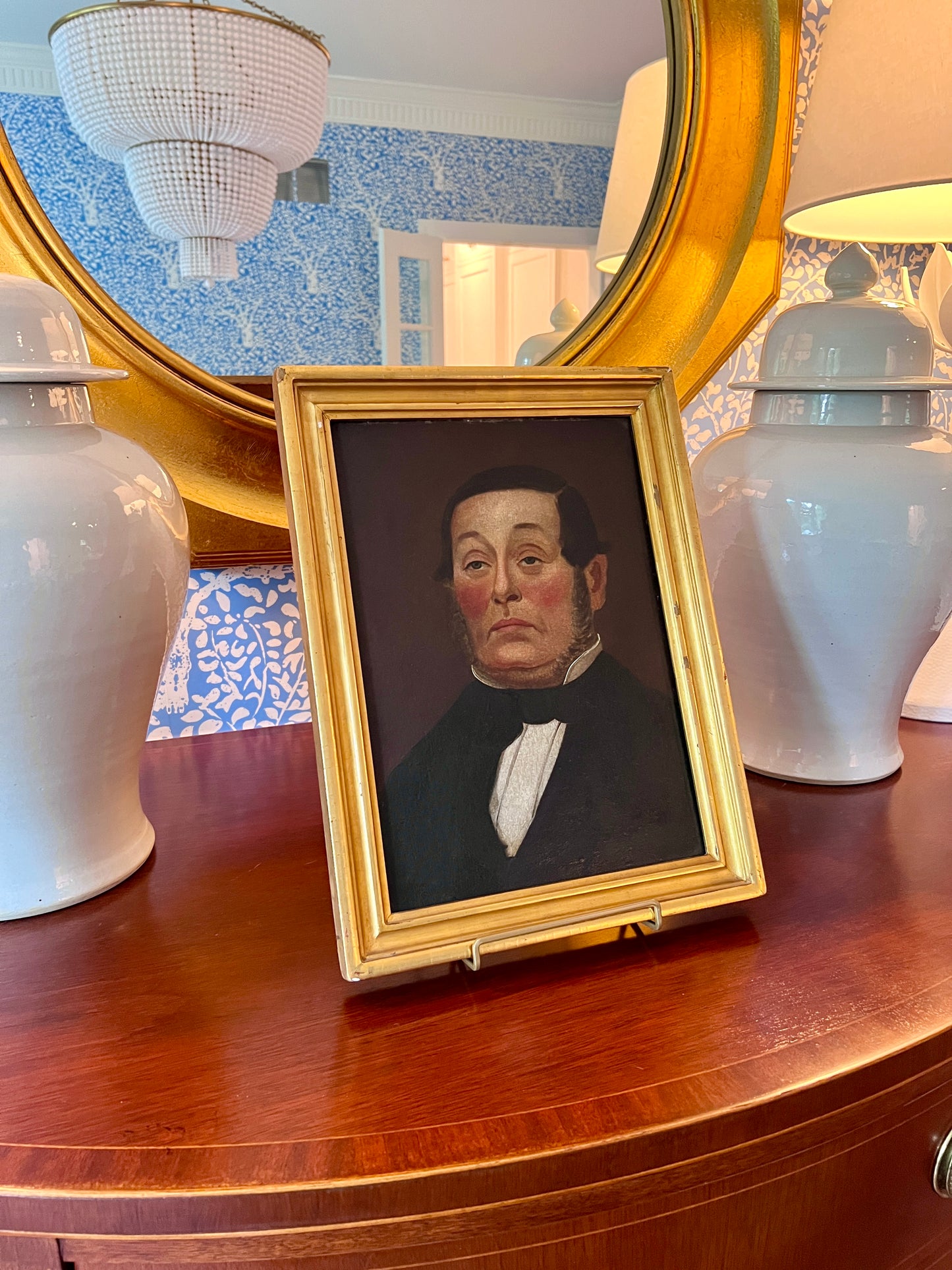 19th Century Gentleman in Tuxedo Portrait in Original Gold Frame