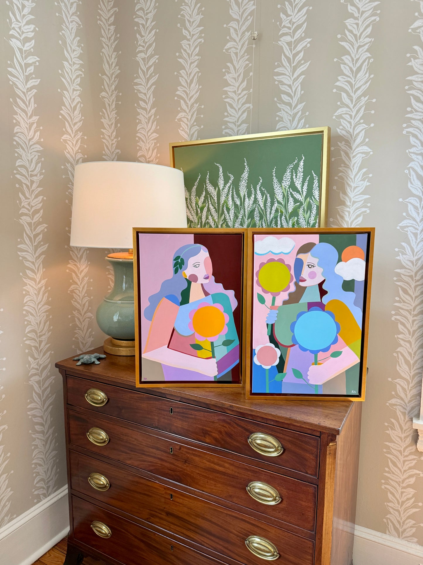 Rebecca Adler Ever Female Expressive Portrait Painting in Gold Floater Frame