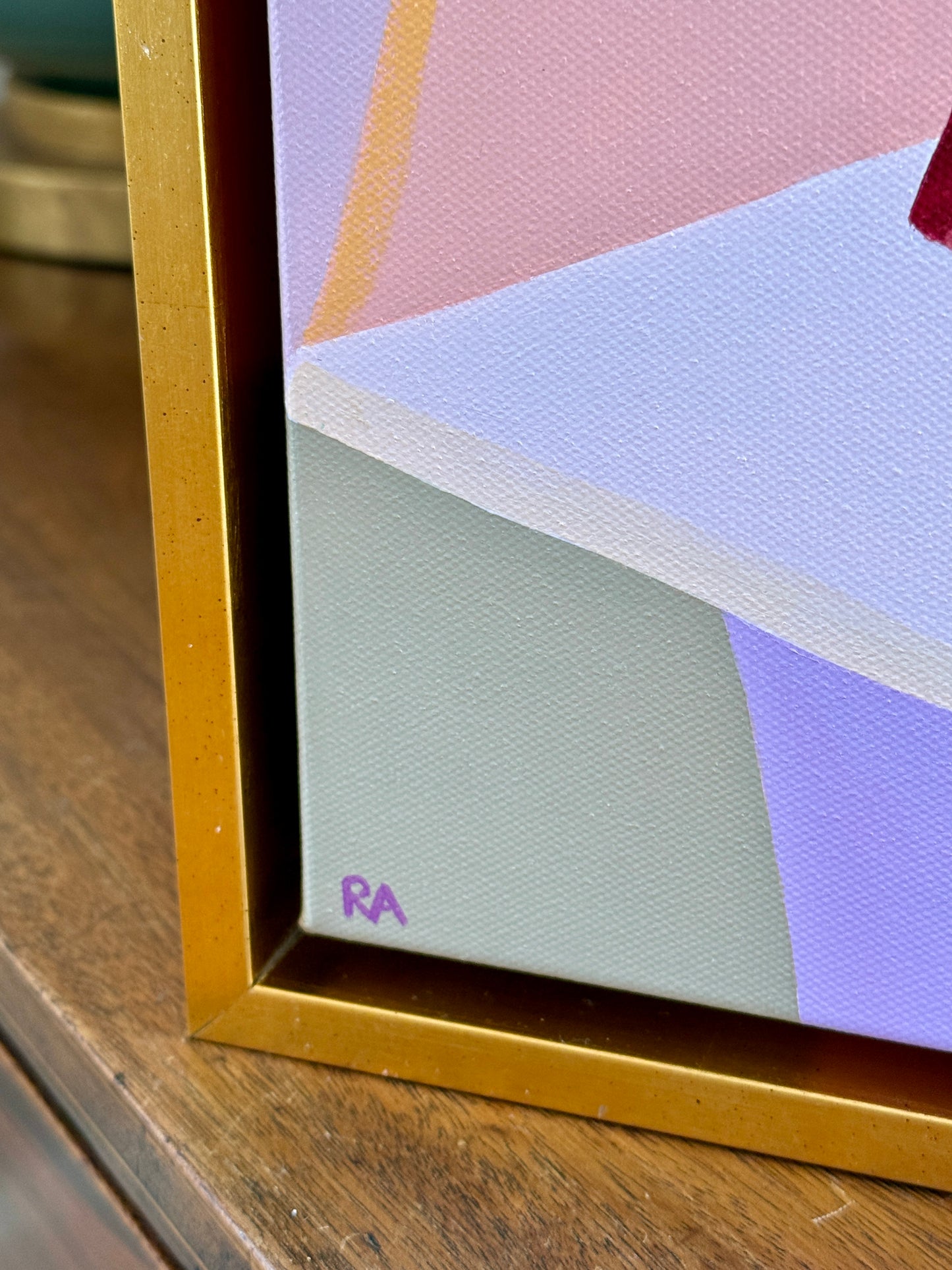 Rebecca Adler Opal Female Expressive Portrait Painting in Gold Floater Frame