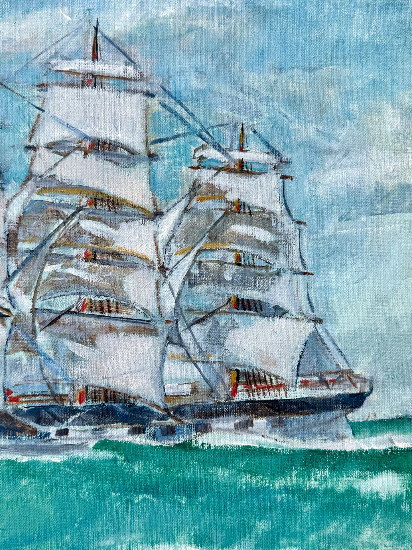 Ruth Wilcox American Clipper Ship Portrait #1 Oil Painting in Gold Frame