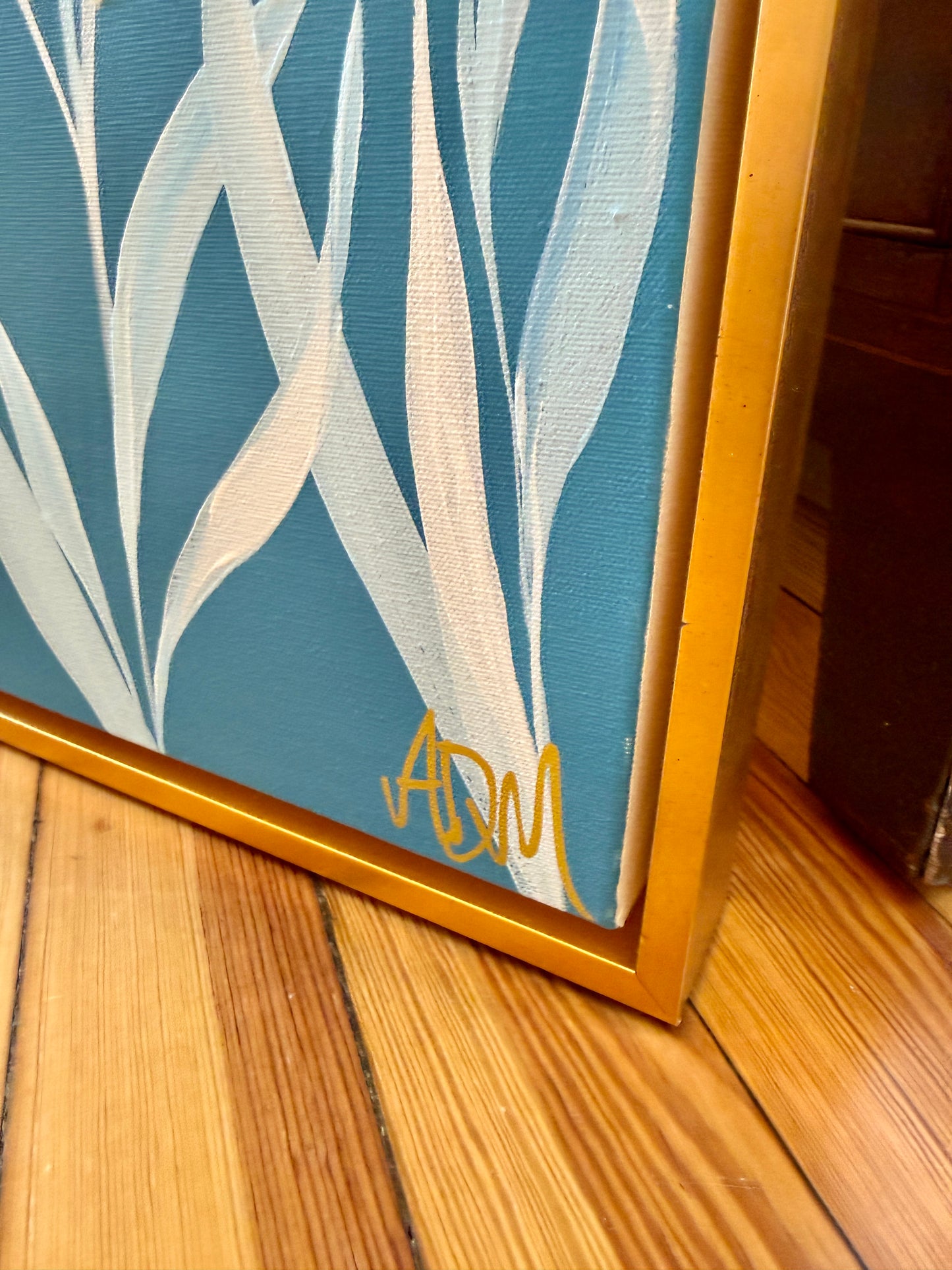 Alison Diamond McElroy Field of Heather I Floral Painting in Gold Floater Frame