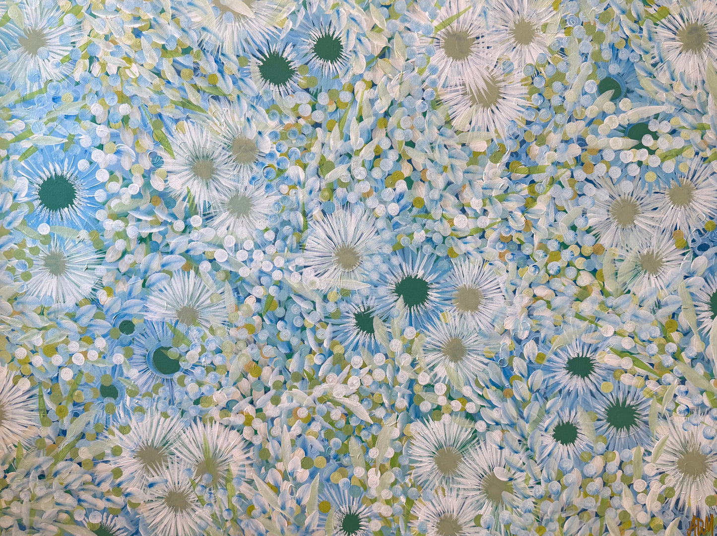 Alison Diamond McElroy Maritime Meadow Floral Painting in Gold Frame