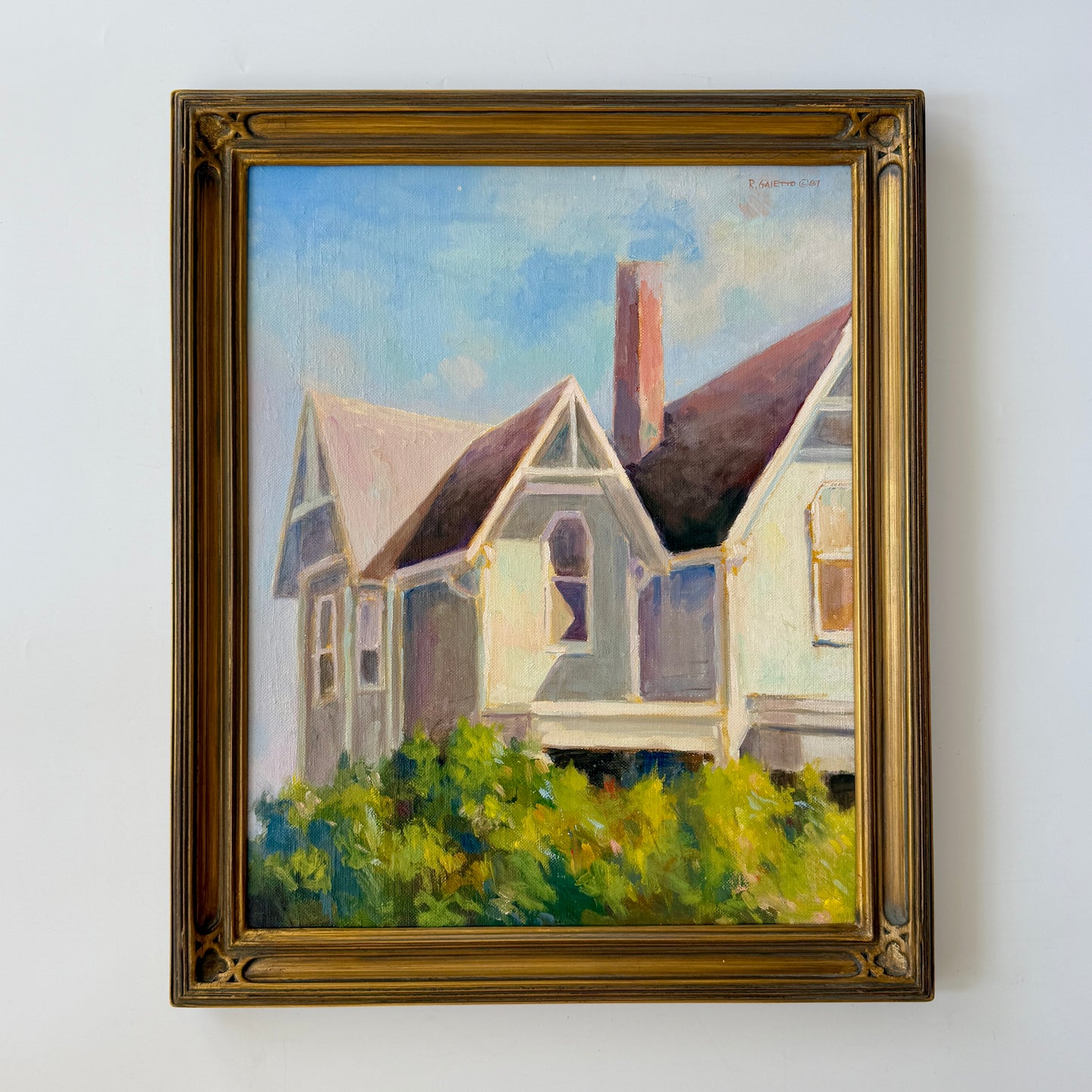 Remo Ray Gaietto Gloucester Rockport MA New England House Portrait in Gold Frame