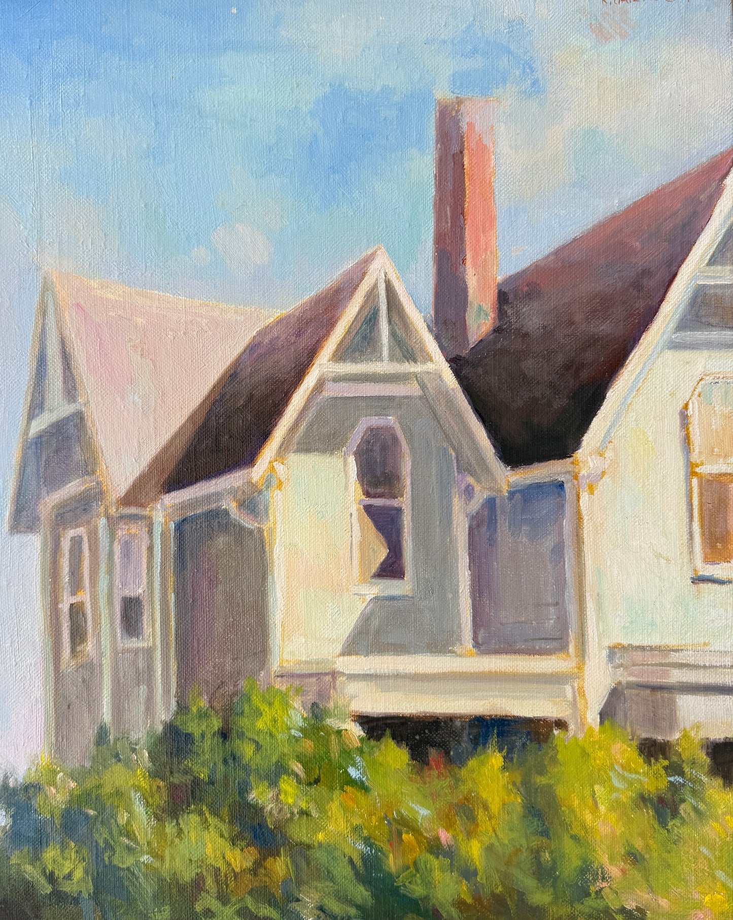 Remo Ray Gaietto Gloucester Rockport MA New England House Portrait in Gold Frame