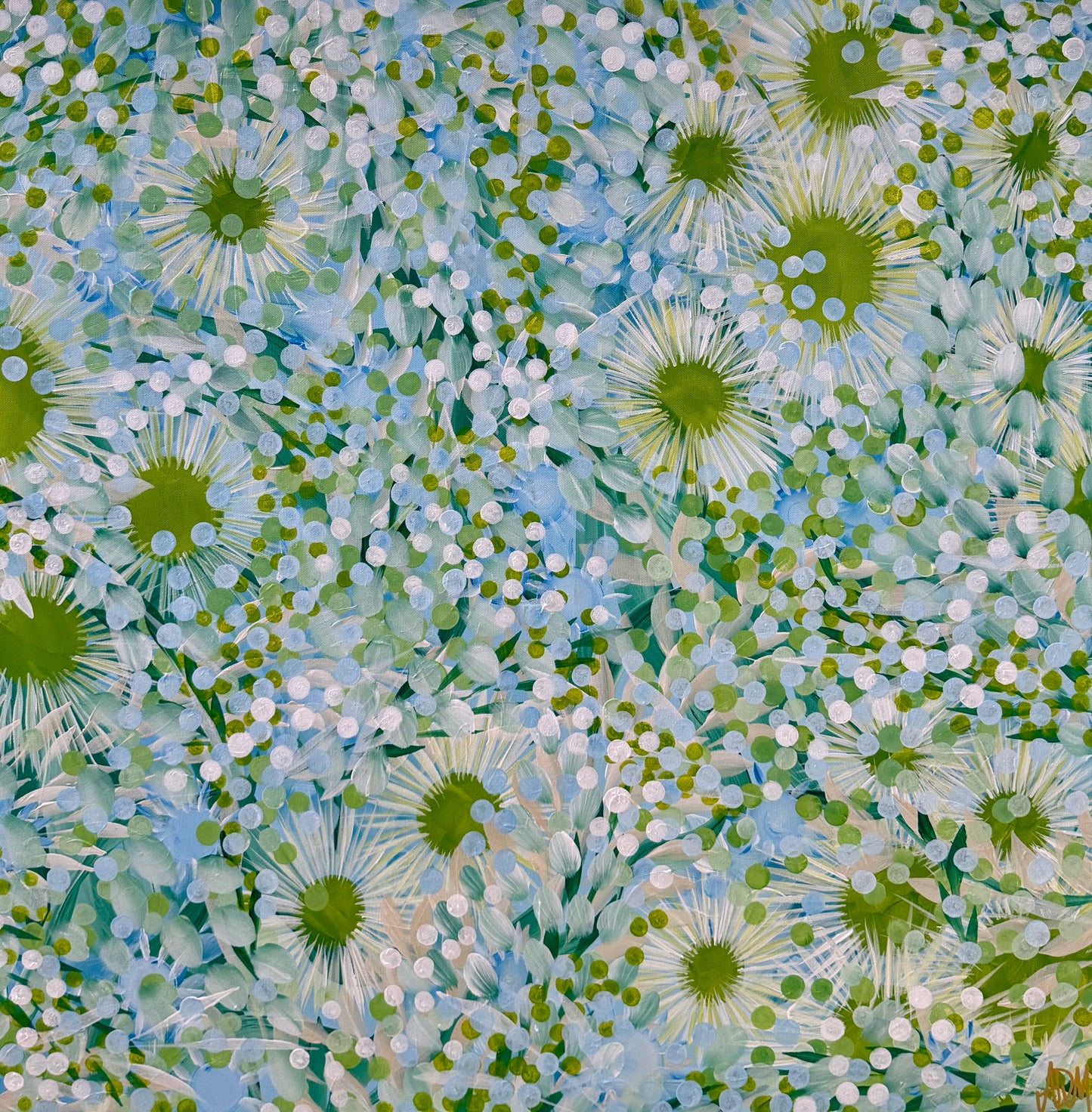 Alison Diamond McElroy Harbor Bloom Floral Painting in Gold Floater Frame