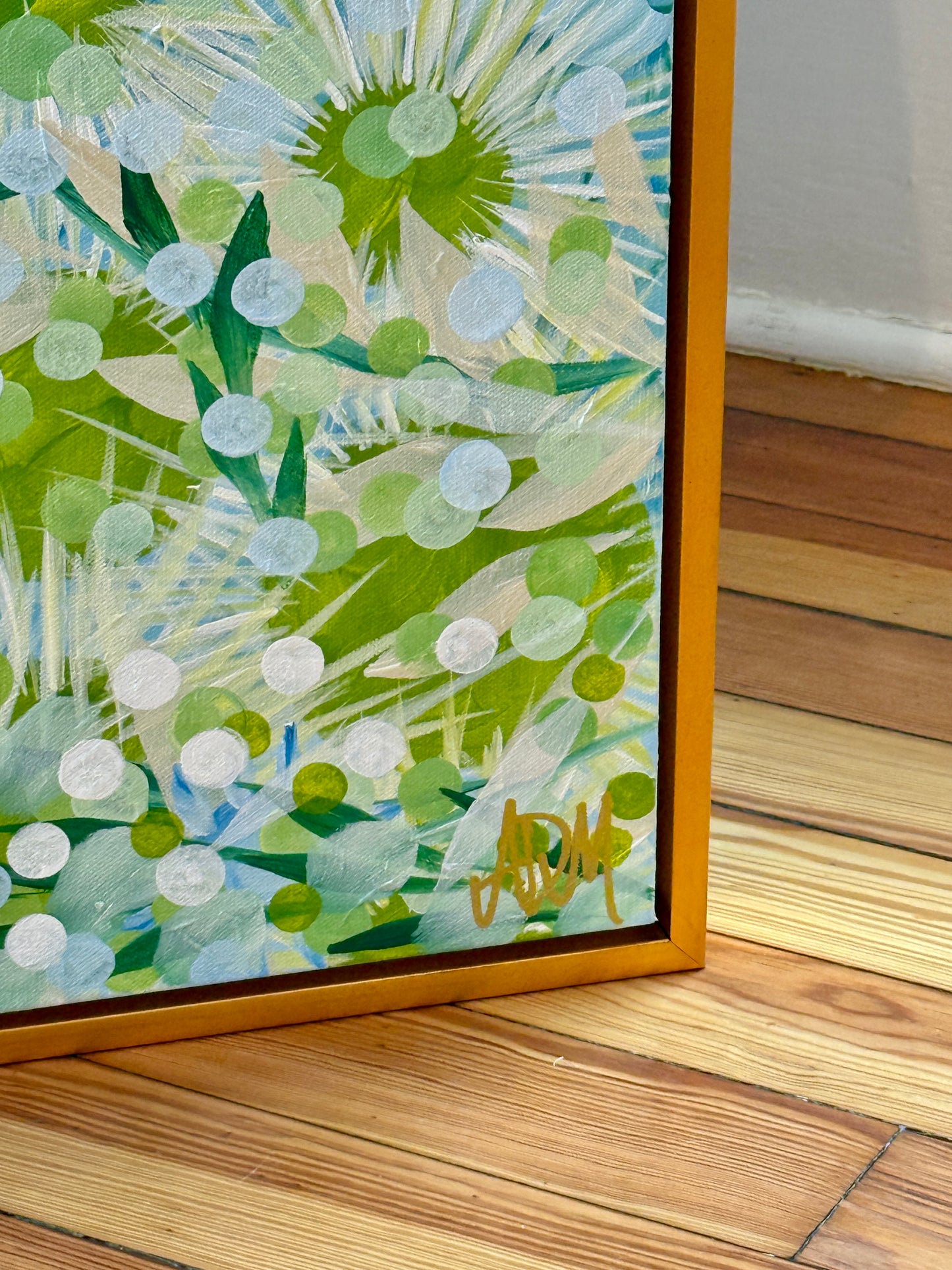 Alison Diamond McElroy Harbor Bloom Floral Painting in Gold Floater Frame