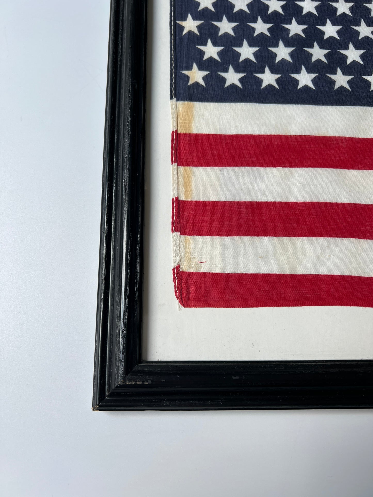 Vintage Framed 49 Star American Flag 1959 in Black Frame