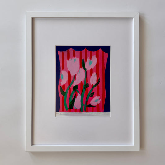 Brigette Hoffman Flower Show #2 Painting in White Frame