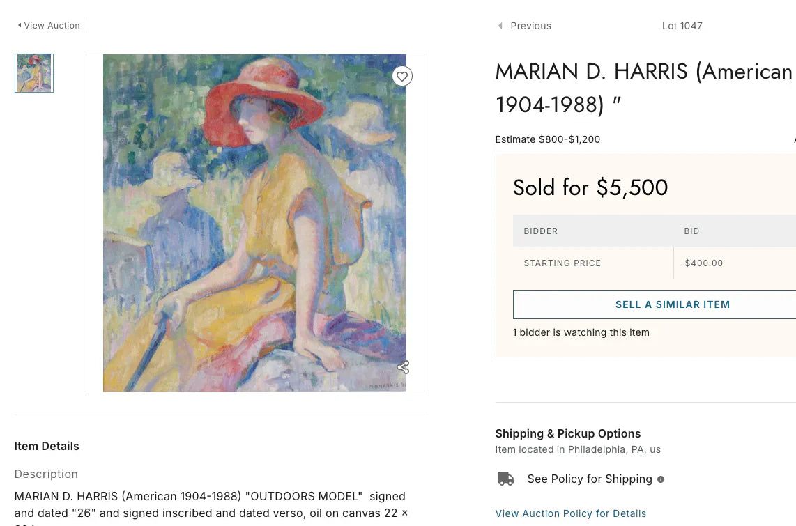 Marian D. Harris 1951 Watercolor Lemons Pears and Grapes Still Life Painting in Gold Frame