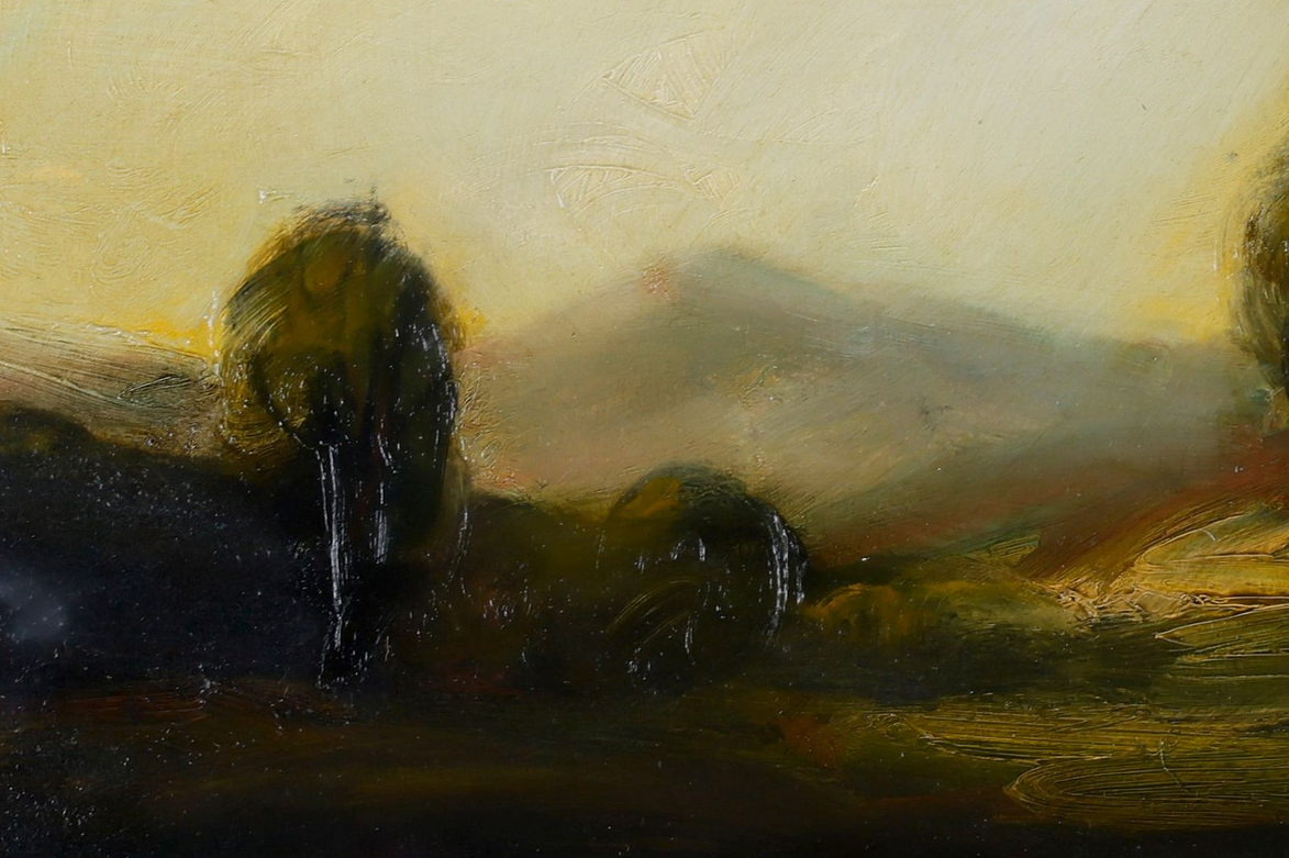 California Hills Moody Landscape Oil Painting in Wood Frame