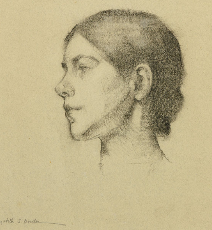 Elizabeth Stith Gordon Portrait of a Ballet Dancer Charcoal Drawing in Wood Frame