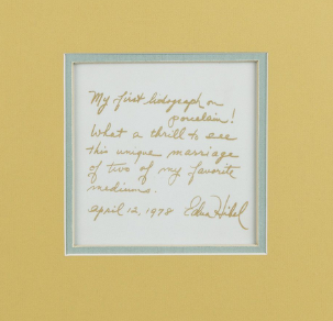 Edna Hibel Mother and Child Signed Lithograph on Porcelain in Ornate Gold Frame