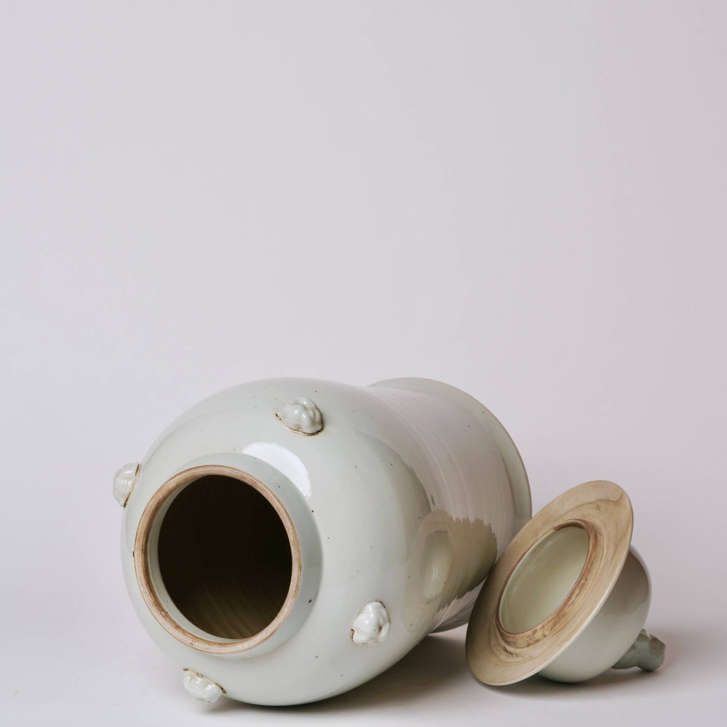 Rustic Creamy White Porcelain Temple Jar